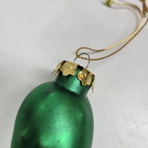 Vintage German Pickle Ornament 4" Green Glass Christmas Tradition Tree Decor - Picture 10 of 12